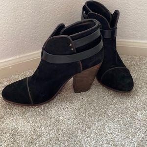 RAG & BONE black suede and leather Boot size 39.5 gently worn 3 1/2 in heel